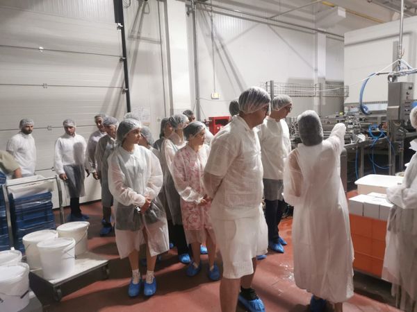 Participanți în vizită la o fabrică în ediția 2025 Antreprenor Jr.