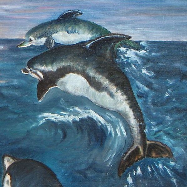 Les Dauphins - Peinture à l’huile - Aurore Collard
